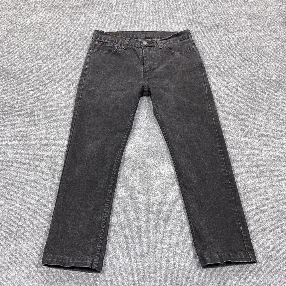 Levis 511 Jeans Mens‎ 33x26 Black Slim Tapered Charcoal Wash Denim Pockets